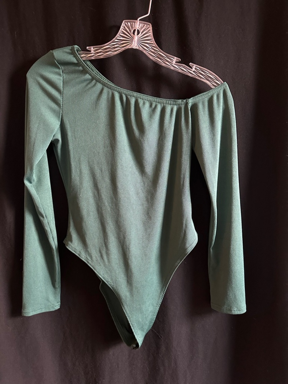 Amazon Green One-Shoulder Long Sleeve Bodysuit